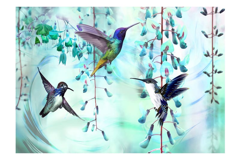 Fototapet Flying Hummingbirds Green 200x140 - Finnes i flere størrelser - Interiør - Tapet - Fototapeter