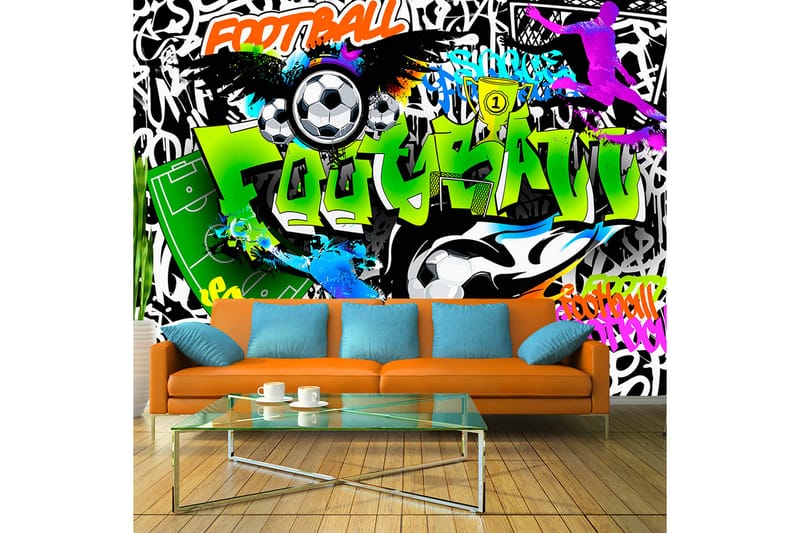 Fototapet Fotball Graffiti 100x70 - Artgeist sp. z o. o. - Interiør - Tapet - Fototapeter