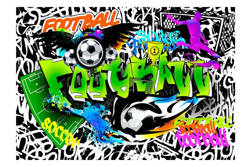 Fototapet Fotball Graffiti 100x70 - Artgeist sp. z o. o. - Interiør - Tapet - Fototapeter