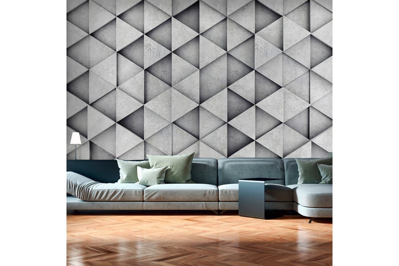 Fototapet Gray Triangles 200x140 - Finnes i flere størrelser - Interiør - Tapet - Fototapeter