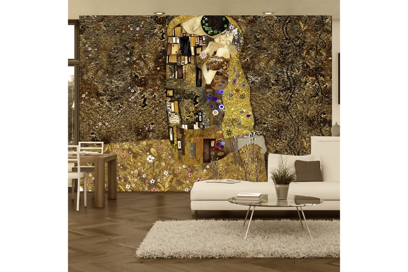 Fototapet Klimt Inspiration Golden Kiss 250x175 - Finnes i flere størrelser - Interiør - Tapet - Fototapeter