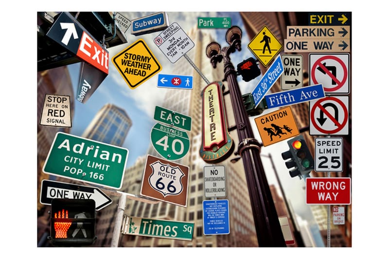 Fototapet New York Signposts 250x193 - Artgeist sp. z o. o. - Interiør - Tapet - Fototapeter