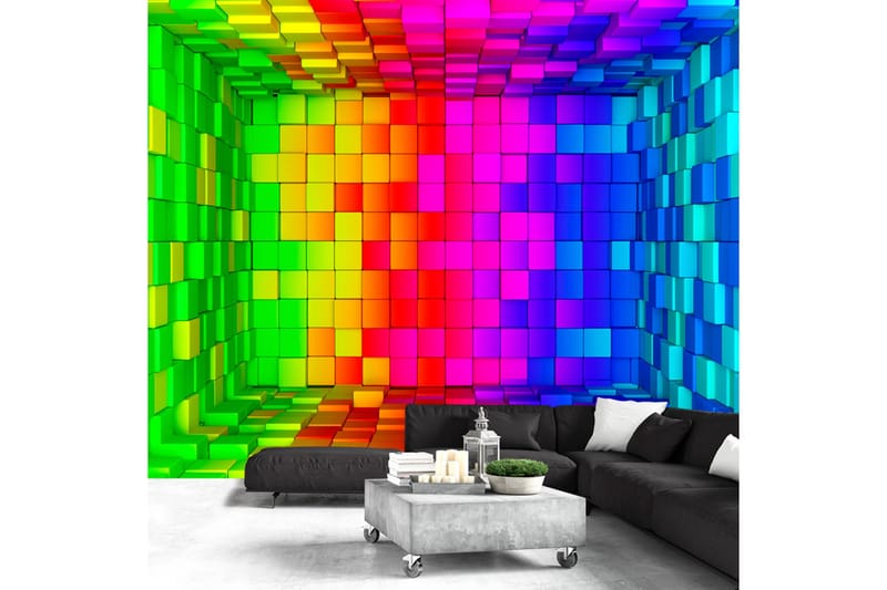 Fototapet Rainbow Cube 200x140 - Artgeist sp. z o. o. - Interiør - Tapet - Fototapeter