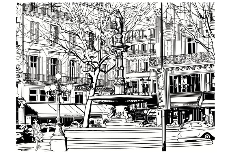 Fototapet Sketch Of Parisian Fountain 200x154 - Artgeist sp. z o. o. - Interiør - Tapet - Fototapeter