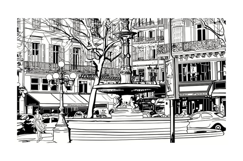 Fototapet Sketch Of Parisian Fountain 450x270 - Artgeist sp. z o. o. - Interiør - Tapet - Fototapeter