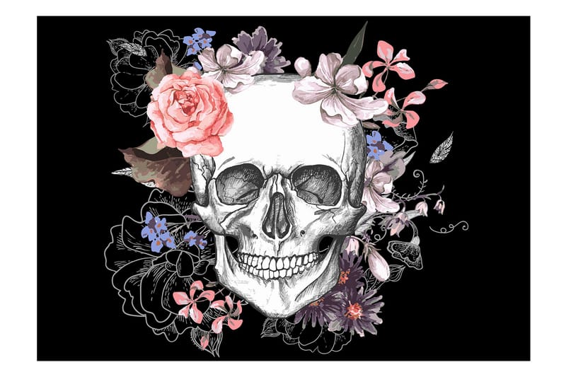 Fototapet Skull And Flowers 100x70 - Finnes i flere størrelser - Interiør - Tapet - Fototapeter