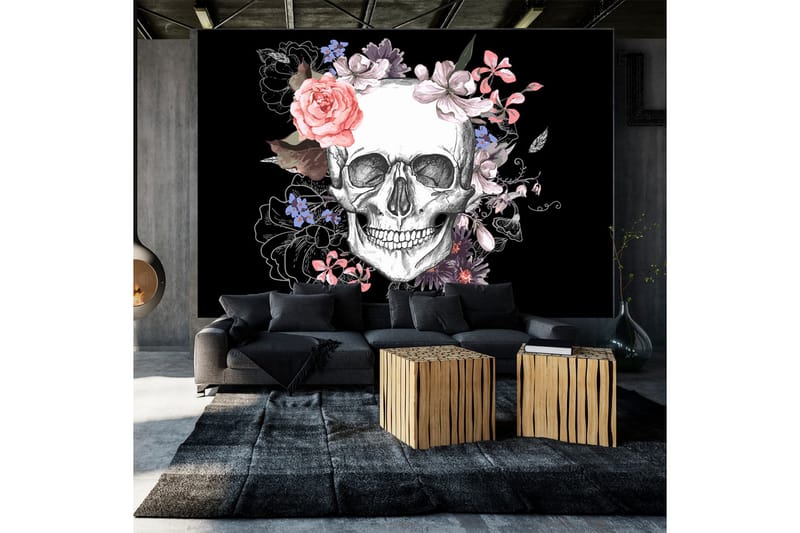 Fototapet Skull And Flowers 100x70 - Finnes i flere størrelser - Interiør - Tapet - Fototapeter