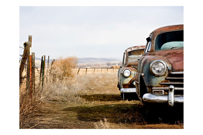 Fototapet Two Old American Cars 200x154 - Artgeist sp. z o. o. - Interiør - Tapet - Fototapeter