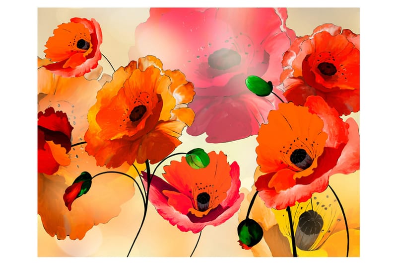 Fototapet Velvet Poppies 350x270 - Artgeist sp. z o. o. - Interiør - Tapet - Fototapeter