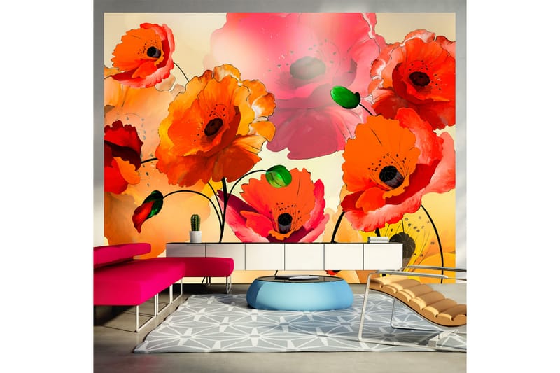 Fototapet Velvet Poppies 350x270 - Artgeist sp. z o. o. - Interiør - Tapet - Fototapeter