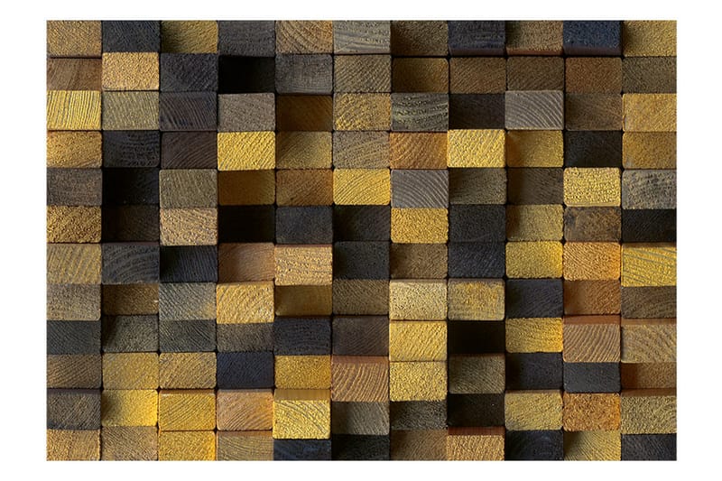 Fototapet Wooden Cubes 350x245 - Artgeist sp. z o. o. - Interiør - Tapet - Fototapeter