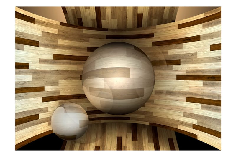 Fototapet Wooden Orbit 100x70 - Artgeist sp. z o. o. - Tapet stue - Fototapeter - Kjøkkentapeter - Tapet soverom