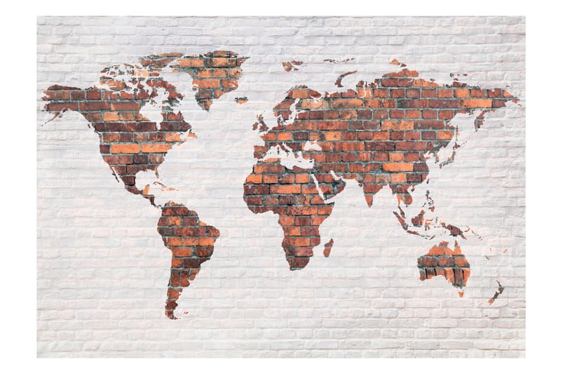 Fototapet World Map Brick Wall 150x105 - Finnes i flere størrelser - Interiør - Tapet - Fototapeter