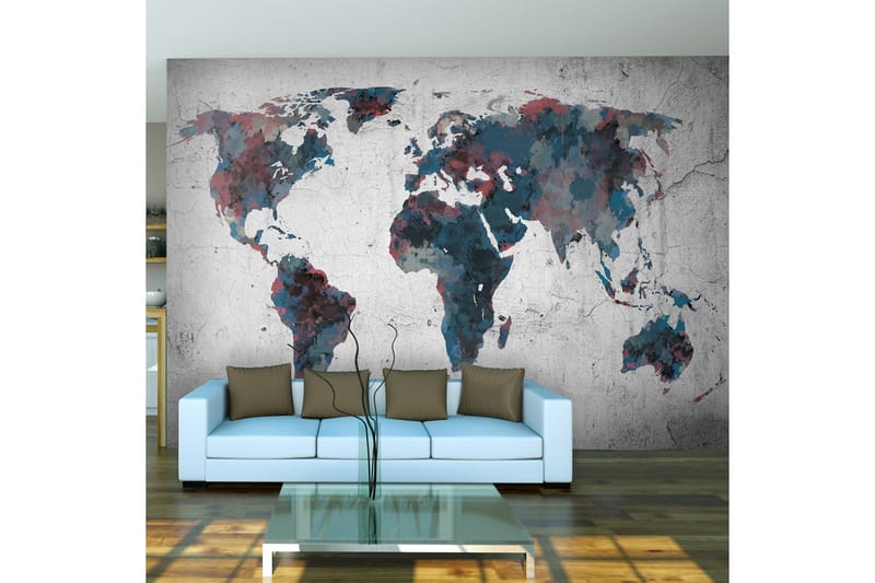 Fototapet World Map On The Wall 200x154 - Artgeist sp. z o. o. - Interiør - Tapet - Fototapeter