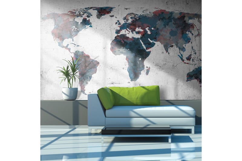 Fototapet World Map On The Wall 450x270 - Artgeist sp. z o. o. - Interiør - Tapet - Fototapeter