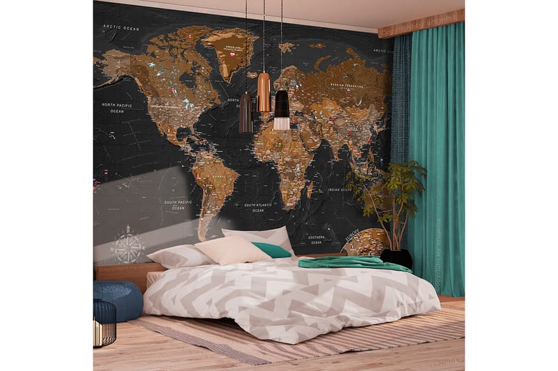 Fototapet World Stylish Map 200x140 - Finnes i flere størrelser - Interiør - Tapet - Fototapeter