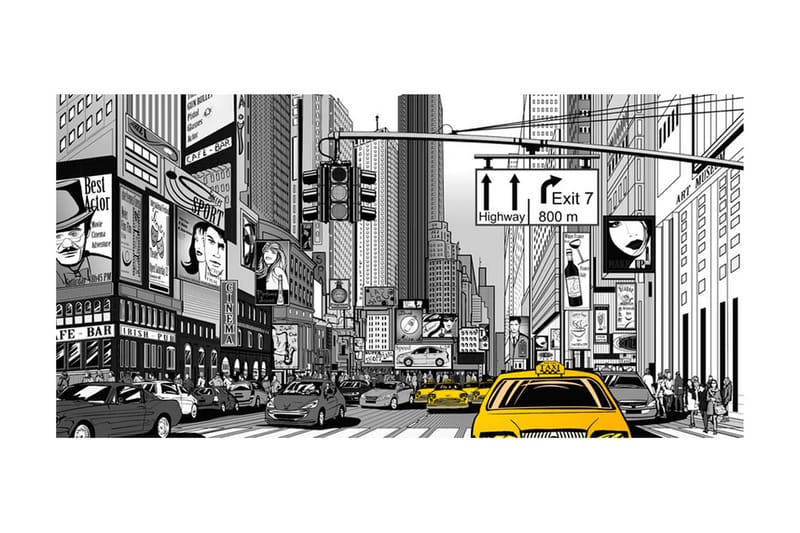 Fototapet XXL Gule Drosjer i NYC 550x270 - Artgeist sp. z o. o. - Interiør - Tapet - Fototapeter