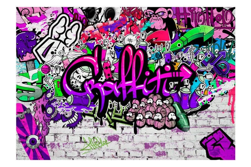 Fototapet Purple Graffiti 250x175 - Artgeist sp. z o. o. - Interiør - Tapet - Fototapeter