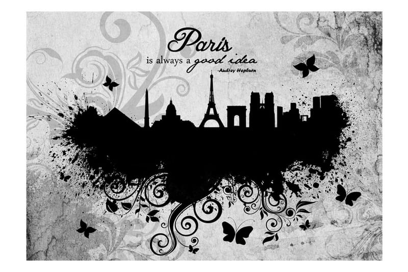 Fototapet Paris Is Always A Good Idea B&W 200x140 - Artgeist sp. z o. o. - Interiør - Tapet - Fototapeter