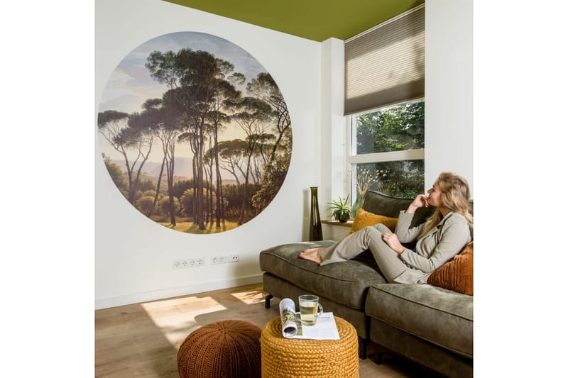 WallArt Tapetsirkel Umbrella Pines in Italy 142,5 cm - Flerfarget - Interiør - Tapet - Fototapeter