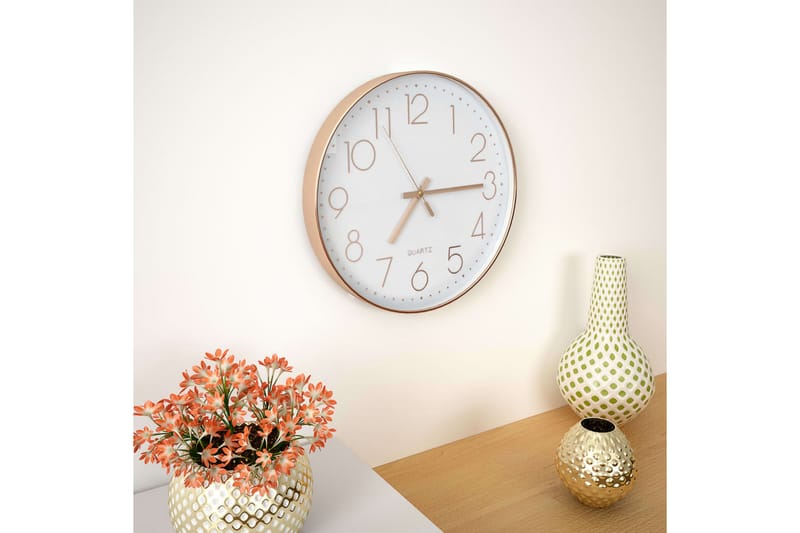 Veggklokke 30 cm rosegull - Beige|Hvit - Interiør - Veggdekorasjon - Klokker