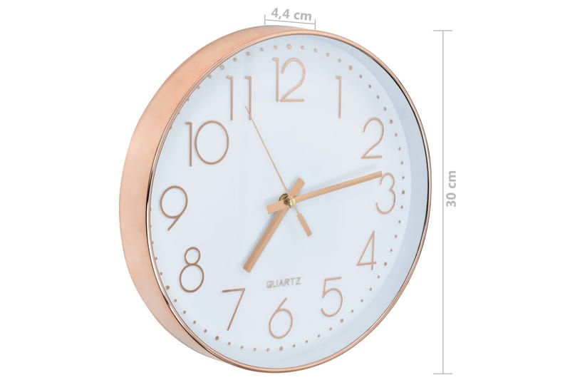 Veggklokke 30 cm rosegull - Beige|Hvit - Interiør - Veggdekorasjon - Klokker