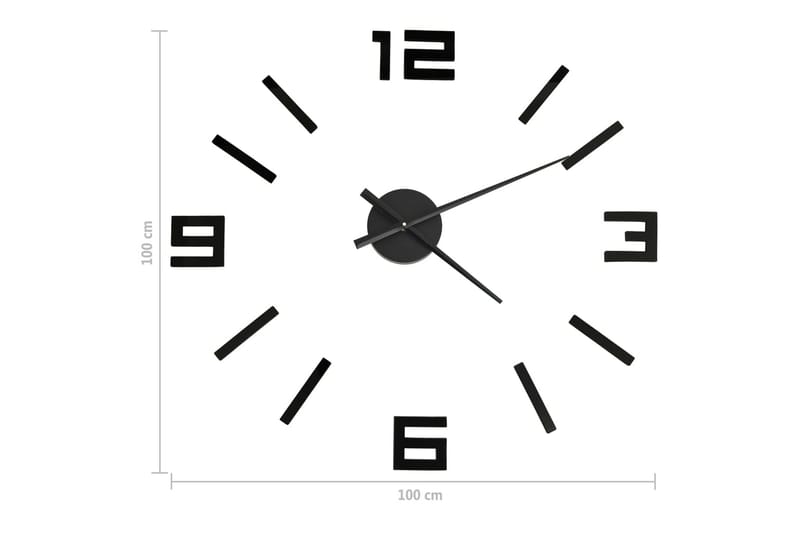 Veggklokke 3D moderne design svart 100 cm XXL - Svart - Interiør - Veggdekorasjon - Klokker