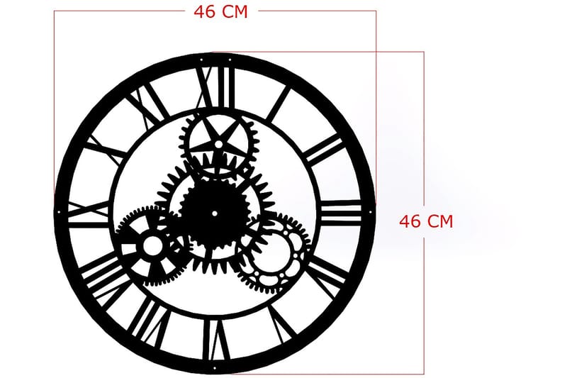Veggklokke Igarka 46x46 cm VP Italy - Metall/Svart - Interiør - Veggdekorasjon - Klokker