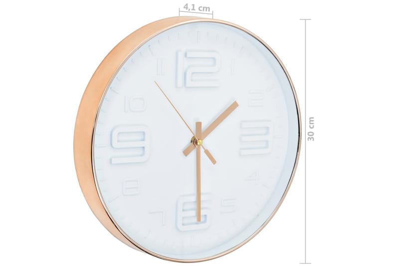 Veggklokke kobber 30 cm - Beige|Hvit - Interiør - Veggdekorasjon - Klokker