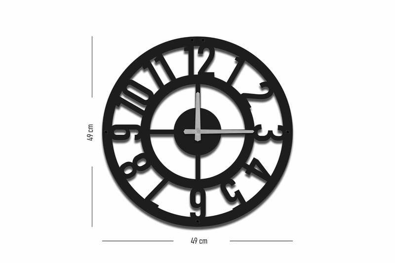 Veggklokke Mokshan 49x49 cm - Metall/Svart - Interiør - Veggdekorasjon - Klokker