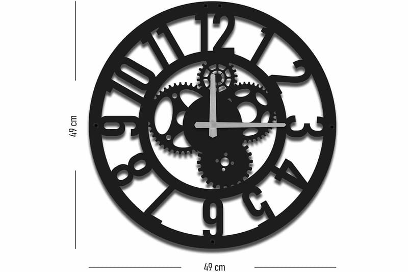 Veggklokke Mokshan 49x49 cm - Metall/Svart - Interiør - Veggdekorasjon - Klokker