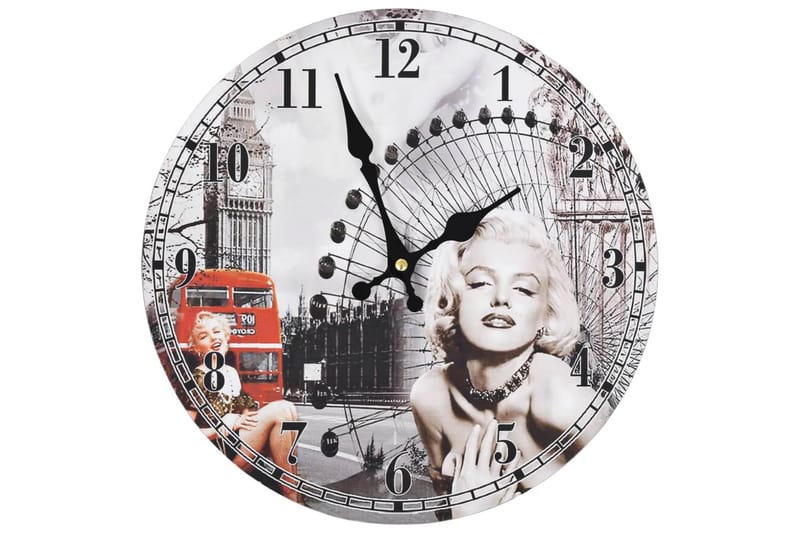 Veggklokke vintage Marilyn Monroe 30 cm - Flerfarget - Klokker - Dekorasjon & innredningsdetaljer