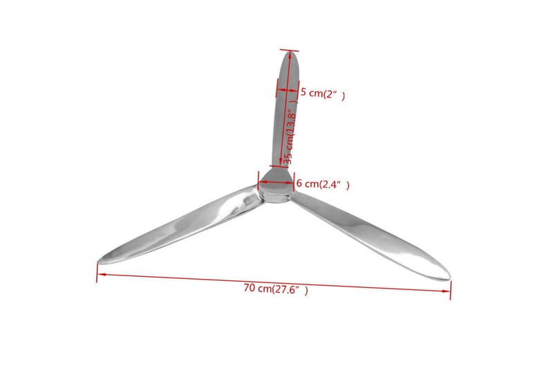 Veggmontert propell aluminium sølv 70 cm - Interiør - Veggdekorasjon