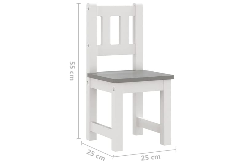 3-delers bord- og stolsett for barn hvit og grå MDF - Hvit - Møbler - Barnemøbler - Barnebord