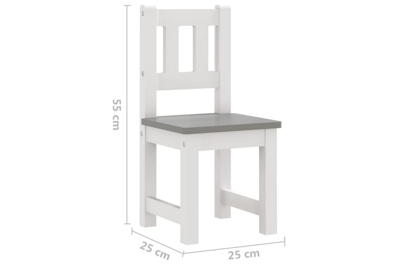 4-delers bord- og stolsett for barn hvit og grå MDF - Hvit - Møbler - Barnemøbler - Barnebord