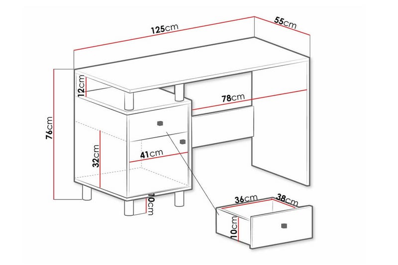 Barneskrivebord Edinbane 76 cm - Hvid - Møbler - Barnemøbler - Barnebord - Skrivepult barn