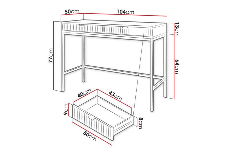 Barneskrivebord Klinkerville 77 cm - Hvid - Møbler - Barnemøbler - Barnebord - Skrivepult barn