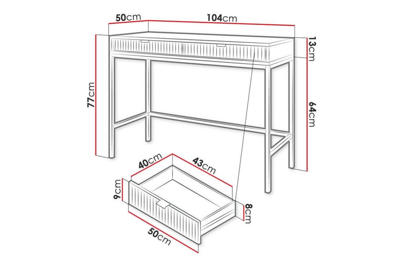 Barneskrivebord Klinkerville 77 cm - Hvid - Møbler - Barnemøbler - Barnebord - Skrivepult barn