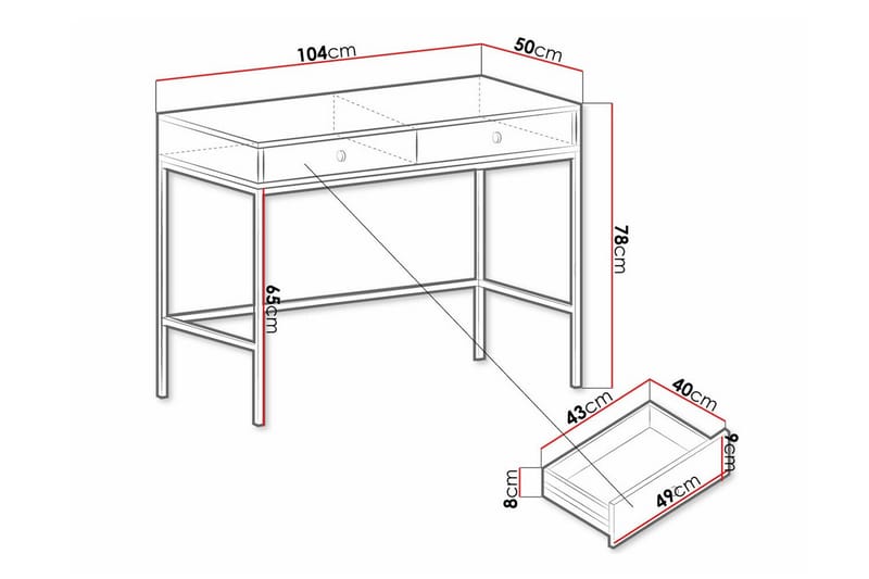 Barneskrivebord Klinkerville 78 cm - Svart - Møbler - Barnemøbler - Barnebord - Skrivepult barn