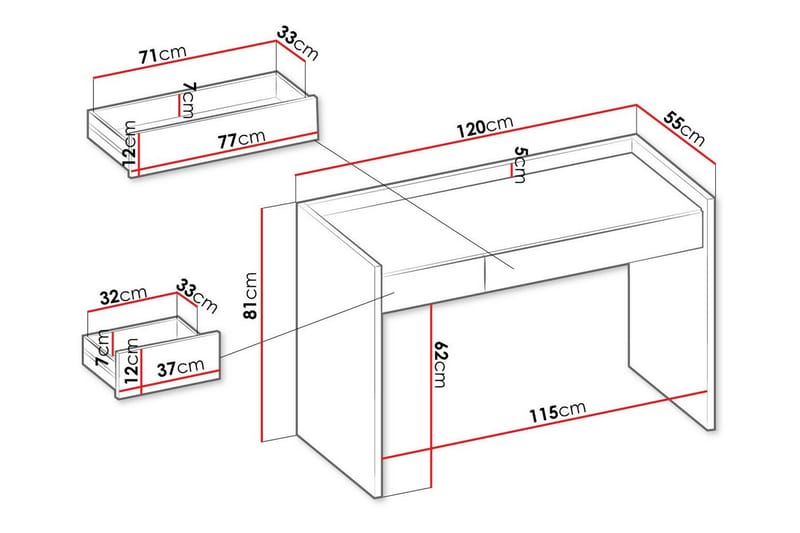 Barneskrivebord Rathmore 74 cm - Grå - Møbler - Barnemøbler - Barnebord - Skrivepult barn