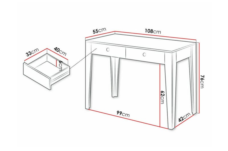 Barneskrivebord Rathmore 76 cm - Hvid - Møbler - Barnemøbler - Barnebord - Skrivepult barn