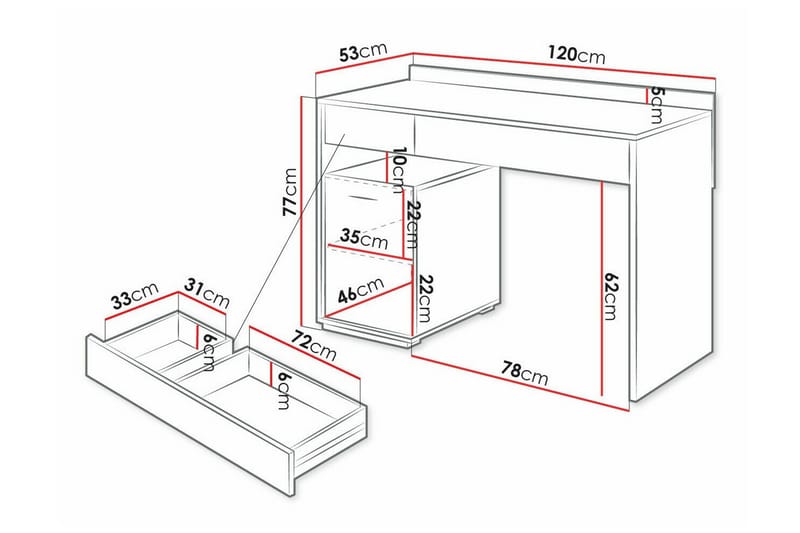 Barneskrivebord Rathmore 77 cm - Svart - Møbler - Barnemøbler - Barnebord - Skrivepult barn