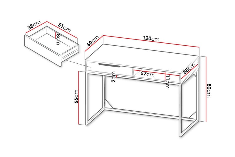 Barneskrivebord Staffin 80 cm - Hvid - Møbler - Barnemøbler - Barnebord - Skrivepult barn