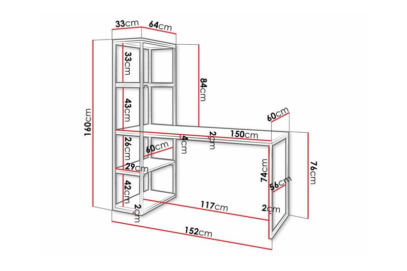 Barneskrivebord Wardner 76 cm - Hvid - Møbler - Barnemøbler - Barnebord - Skrivepult barn