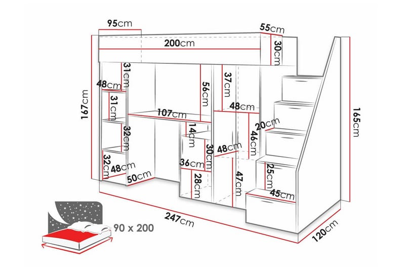 Barneseng Dunvegan 90x200 cm - Hvid - Møbler - Barnemøbler - Barneseng & Juniorseng