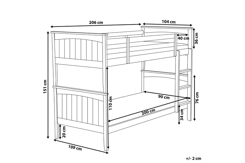 Brigit Køyeseng To Sengeplasser 90x200 - Mørkt tre - Møbler - Barnemøbler - Barneseng & Juniorseng - Loftseng