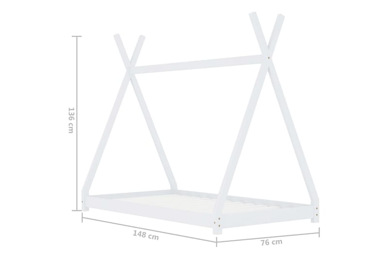 Sengeramme for husseng barn heltre furu hvit 70x140 cm - Møbler - Barnemøbler - Barneseng & Juniorseng - Husseng