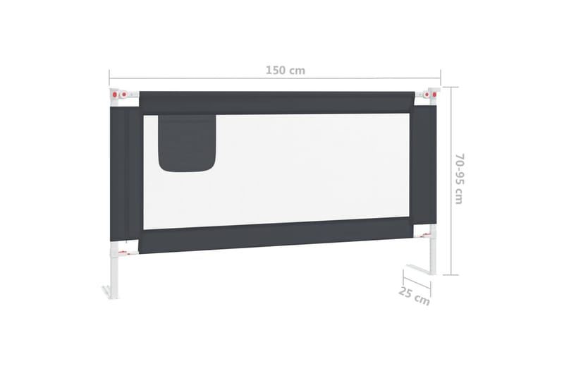 Sengehest småbarn mørkegrå 150x25 cm stoff - Grå - Møbler - Barnemøbler - Barneseng & Juniorseng - Tilbehør barneseng