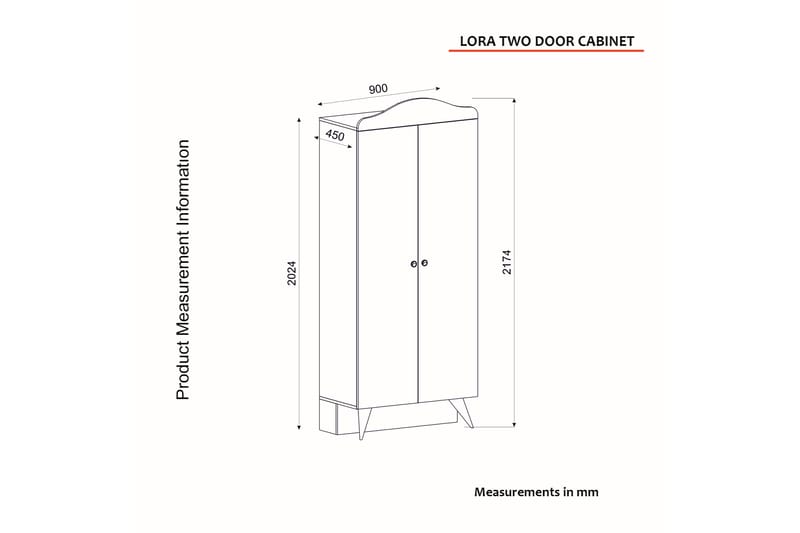 Garderobe Loraia 45x90 cm 4 Skuffer - Hvit - Møbler - Barnemøbler - Oppbevaring barnerom - Barnegarderobe