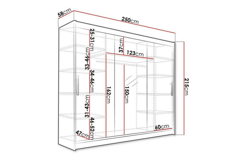 Barnekapell Glenmore 250x215 cm - Hvid - Møbler - Barnemøbler - Oppbevaring barnerom - Skap barnerom